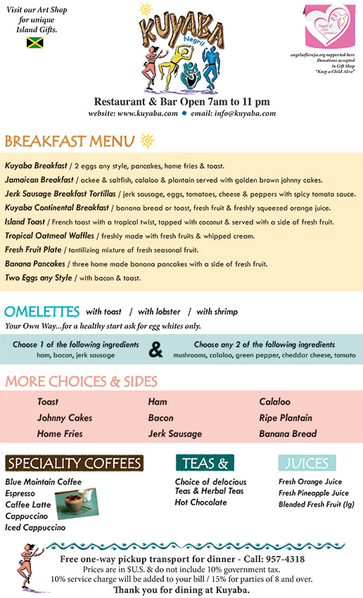 Kuyaba Breakfast Menu